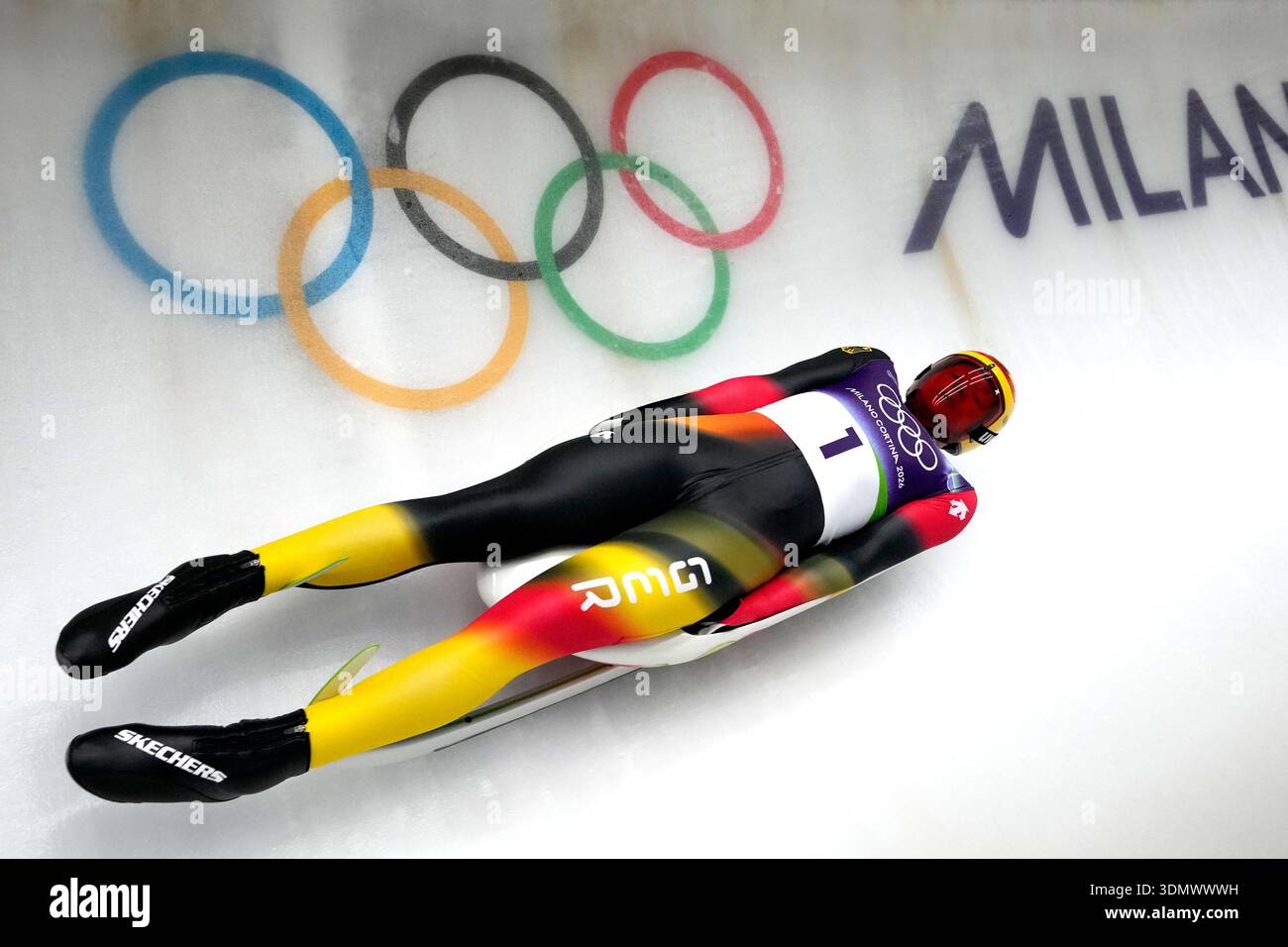 Germany's Max Langenhan slides down the track during a men's single ...