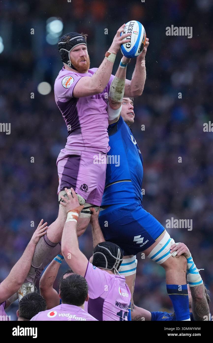 Federico Ruzza Rugby Scotland's Max Williamson Italy’s Federico Ruzza during the Six Nations ...
