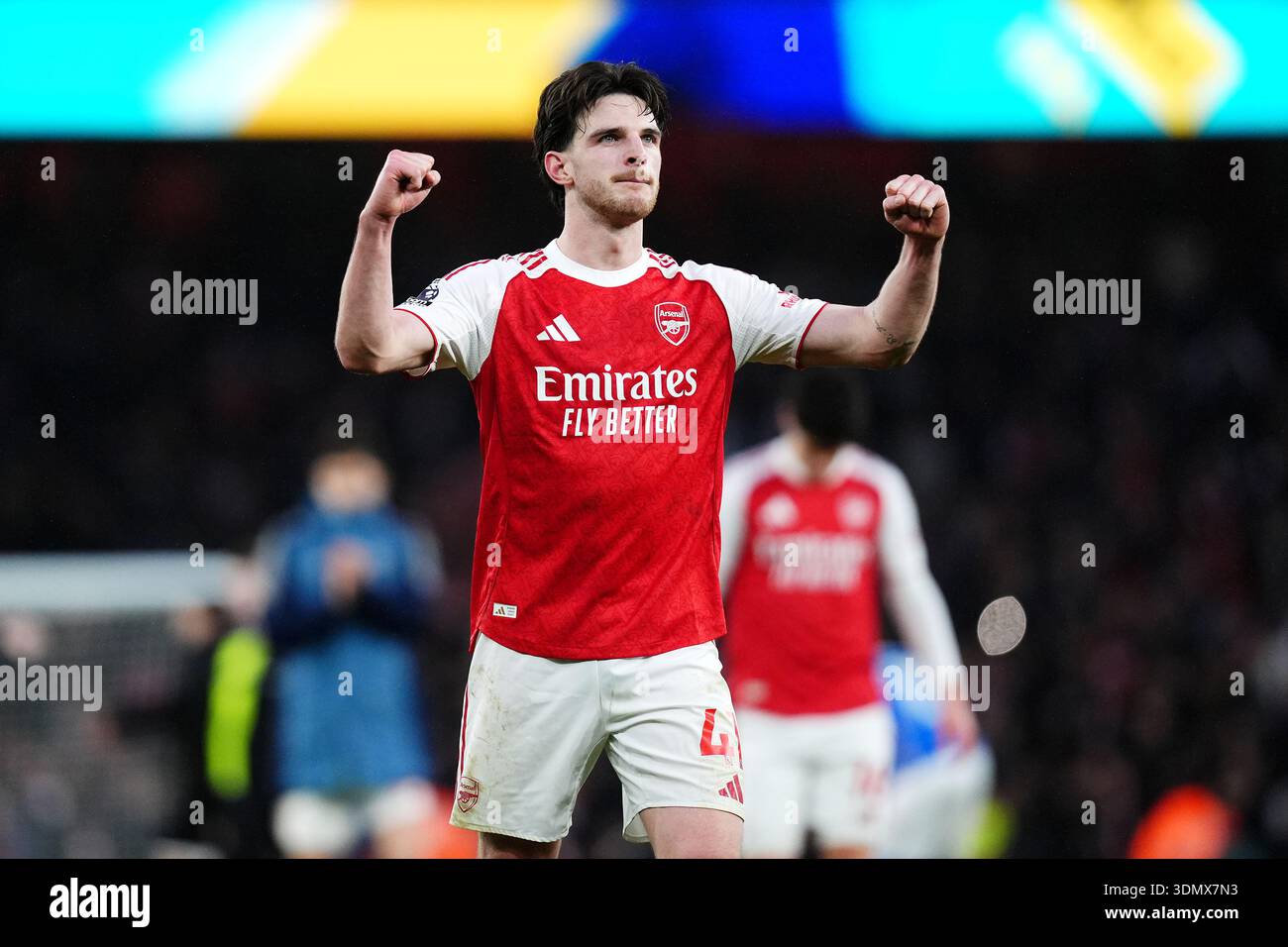 Decland Rice Mad Arsenal's Declan Rice celebrates after the Premier League match at the ...