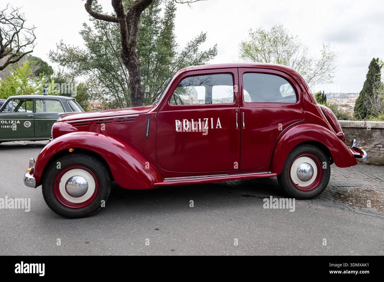 Rome, Italy - 10 April, 2018: A beautifully restored vintage Fiat