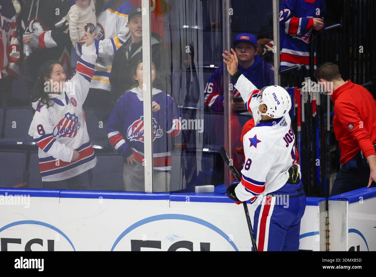 February 6th 2026: Rochester Americans forward Joshua Jagger (8) throws ...