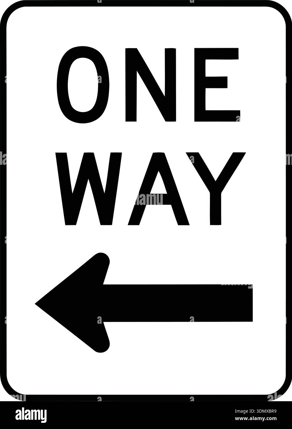 A clear and concise one-way sign featuring a left-pointing arrow ...