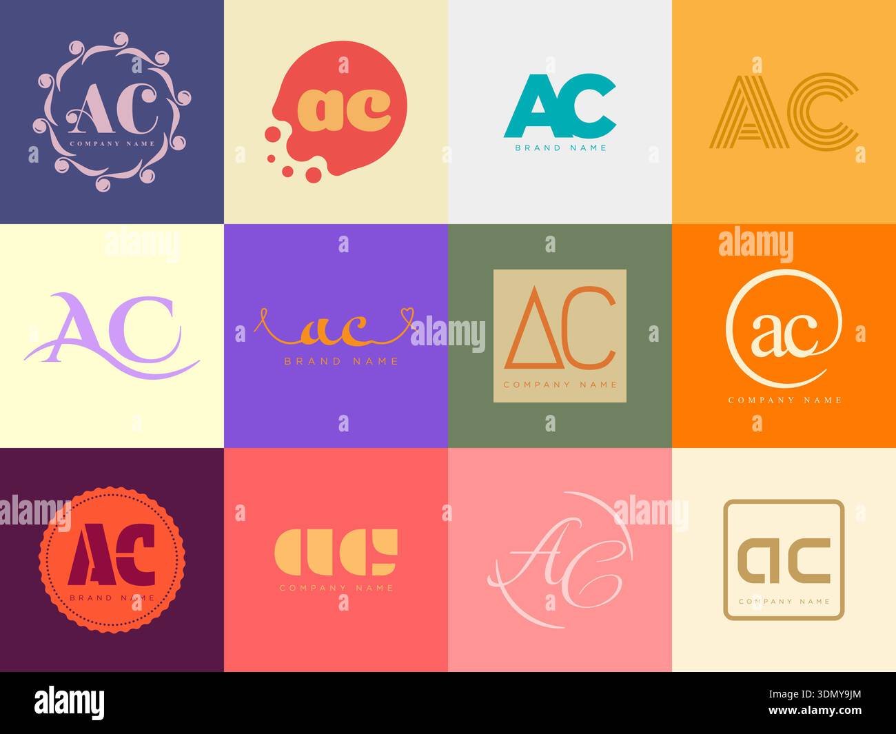 AC logo company template. Letter a and c logotype. Set different ...
