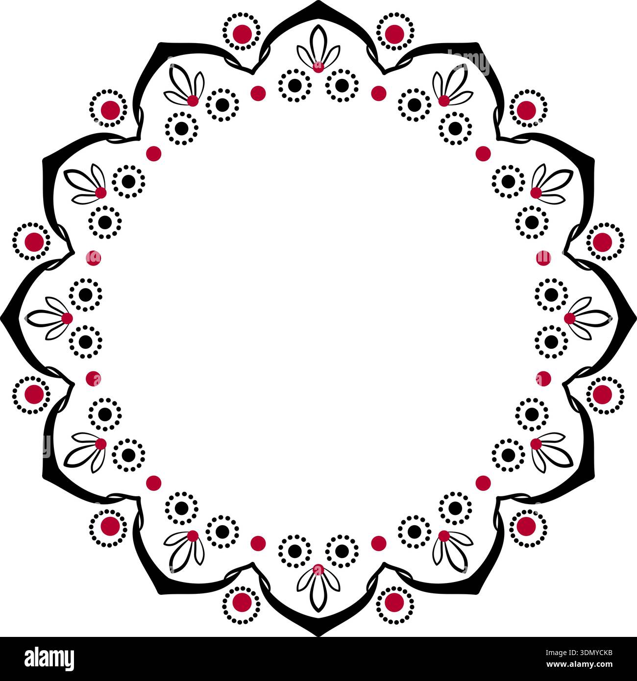 Black red bohemian ornamental frame without text Stock Vector