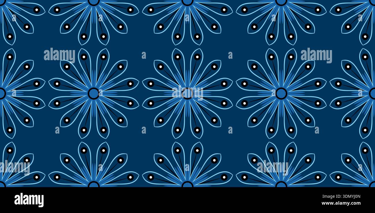Light blue flowers on dark blue background Stock Vector