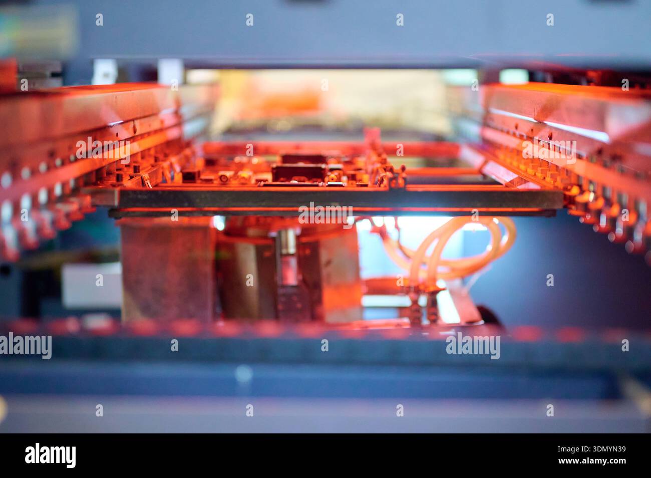 Surface mounting process during reflow soldering with visible heating ...