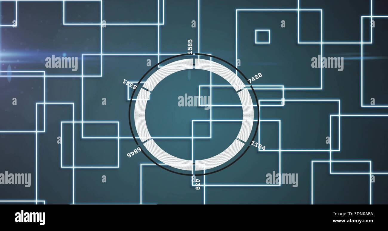 Ring Data Ui Displaying central HUD ring on glowing grid showing ticks numeric ...