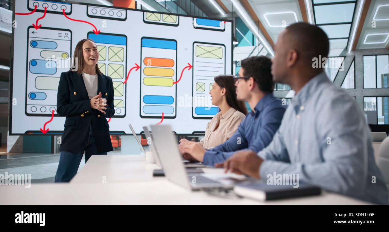 Skilled UI UX Designer Leading Virtual Design Presentation For Team ...