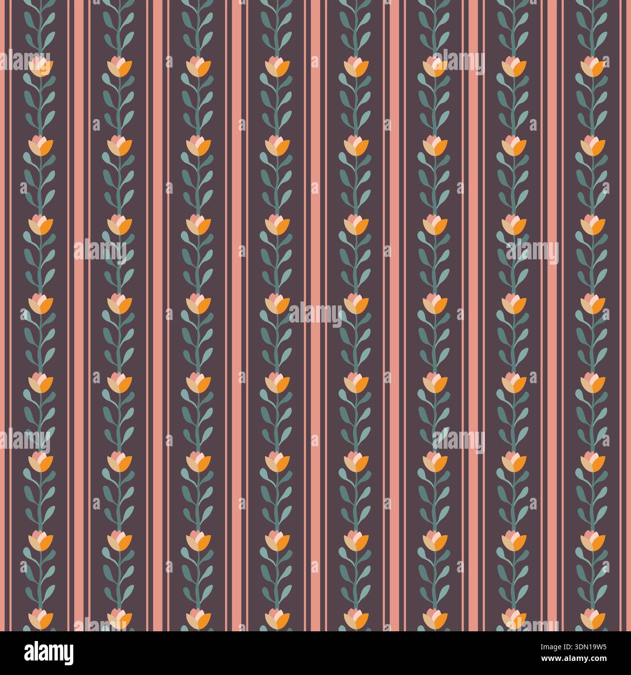 Folk Tulip Stripe Layout Stock Vector