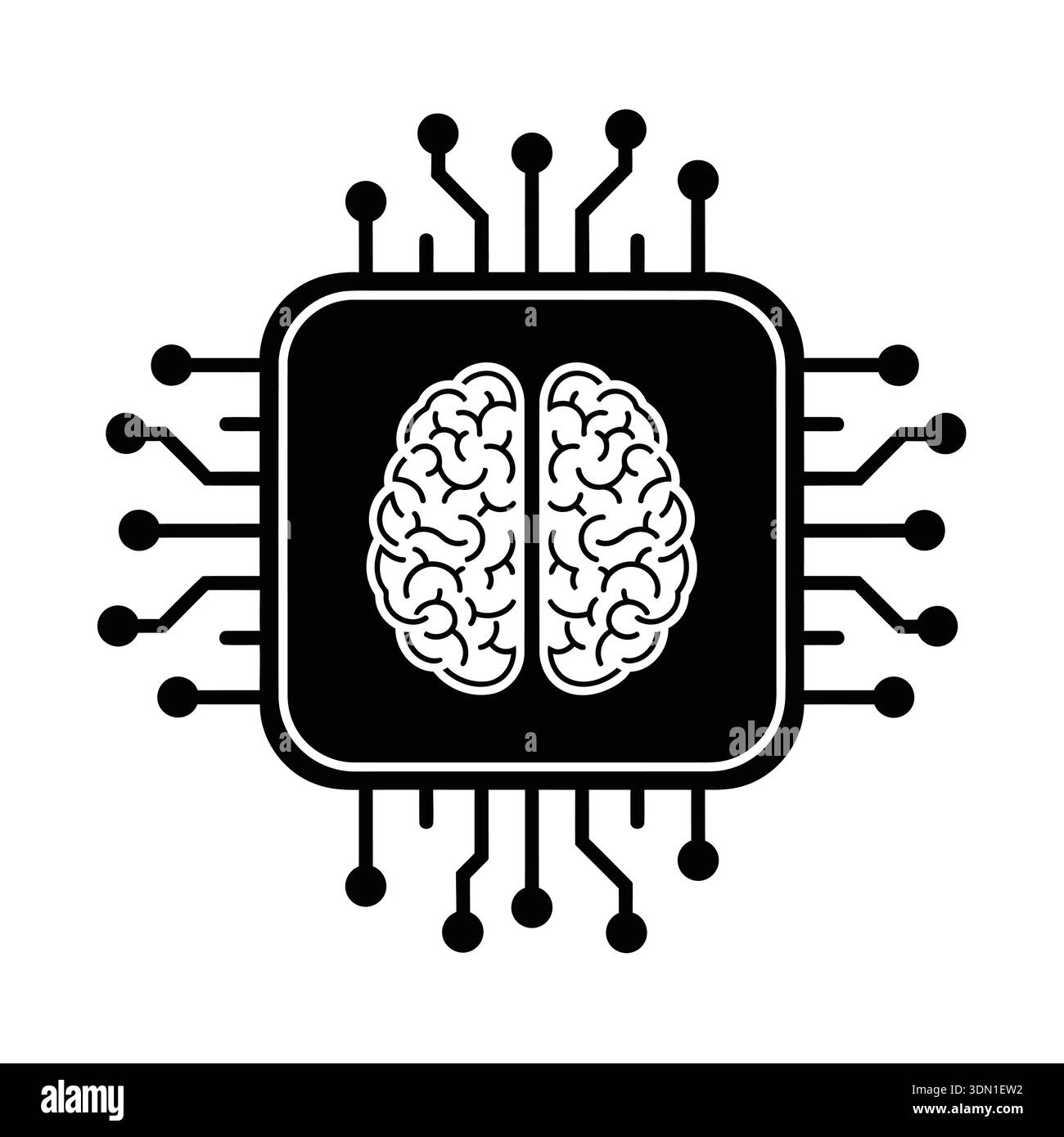The image shows the fusion of the human brain and computer chip ...