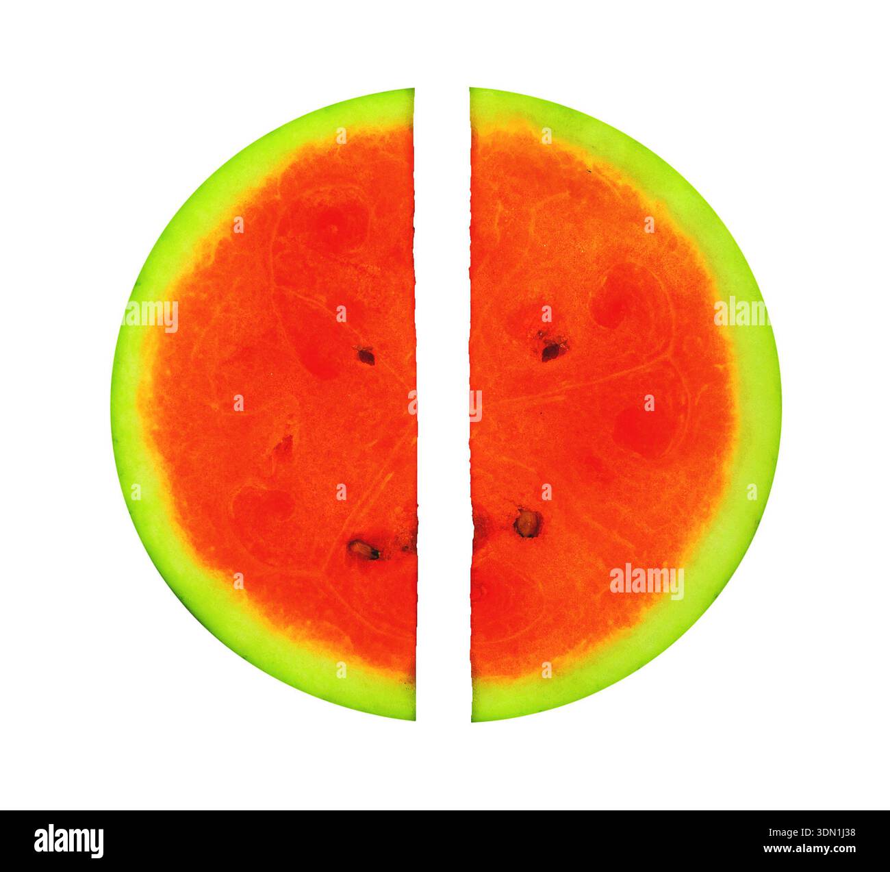 two watermelon slices, isolated on white Stock Photo
