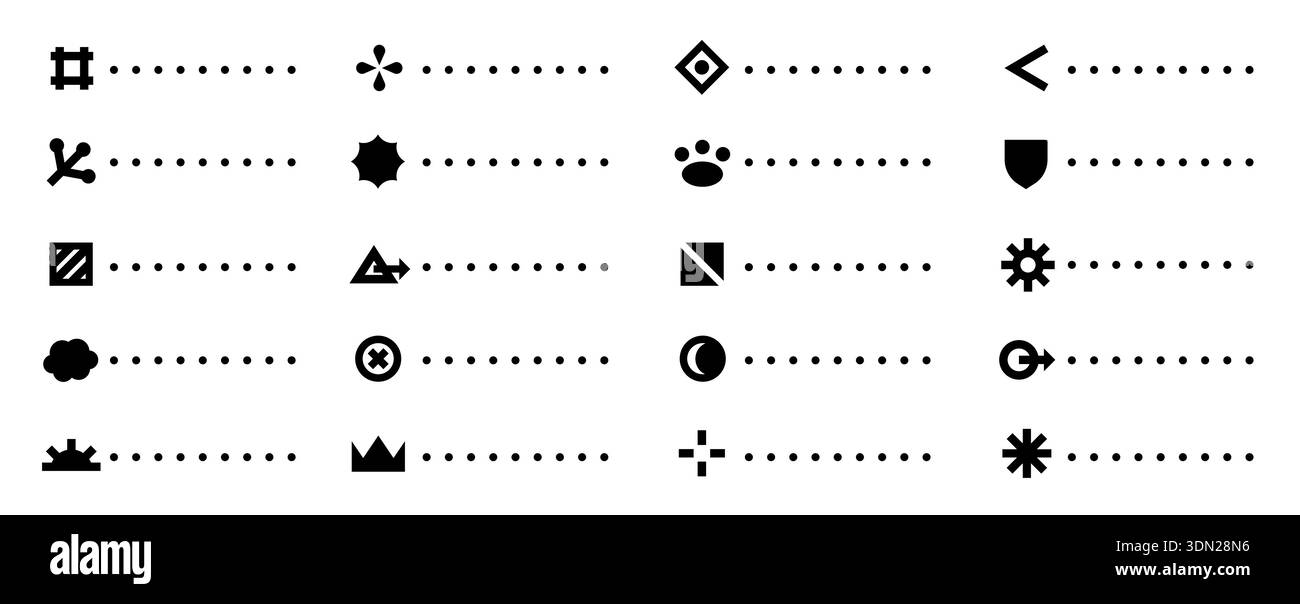 Notebook point checklist. Bullet list set with dotted divider lines for journal, to do diary list and resume. Outline black markers for menu Stock Vector