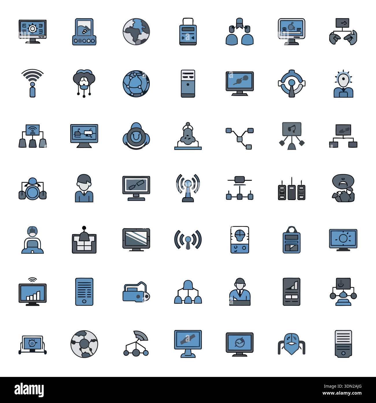 A diverse set of computer and networking icons, illustrating various ...