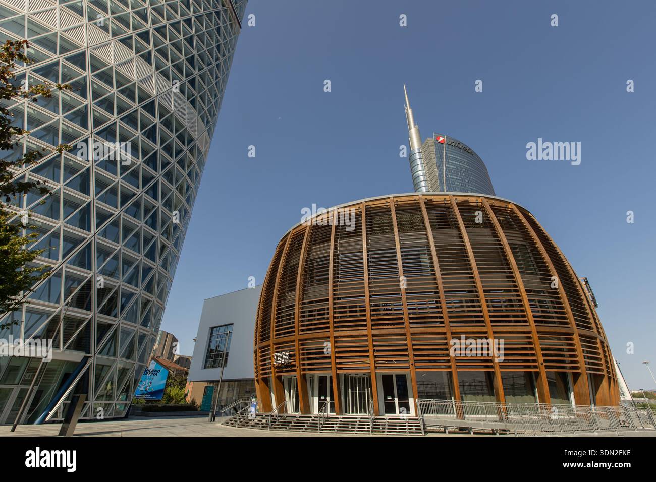 Milan, Italy - August 16, 2025: Modern structures share the skyline as ...