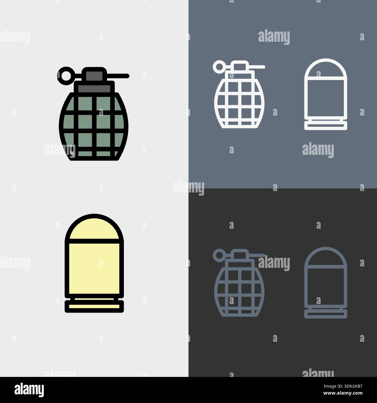 Military symbol or clipart set - filled and outlined symbols. Stock Vector