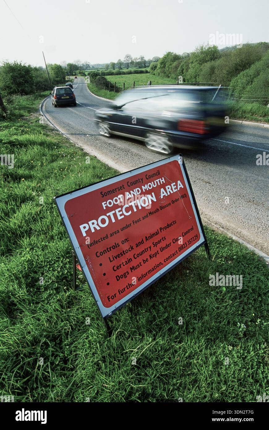 Sign In Uk Foot and Mouth Disease FMD crisis in UK agriculture 2001. Shows road ...