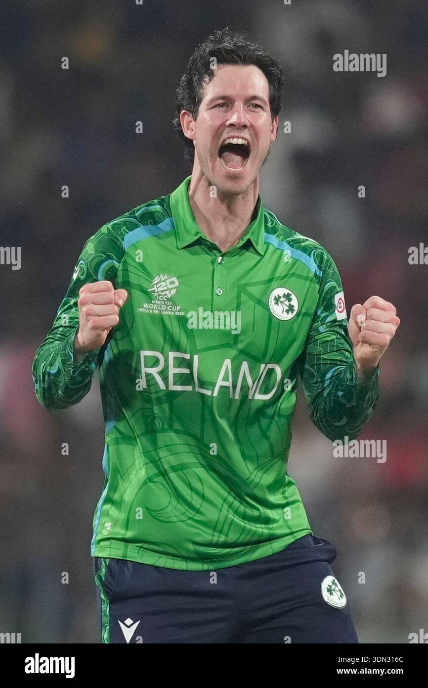Ireland's George Dockrell celebrates the wicket of Sri Lanka's Pavan ...