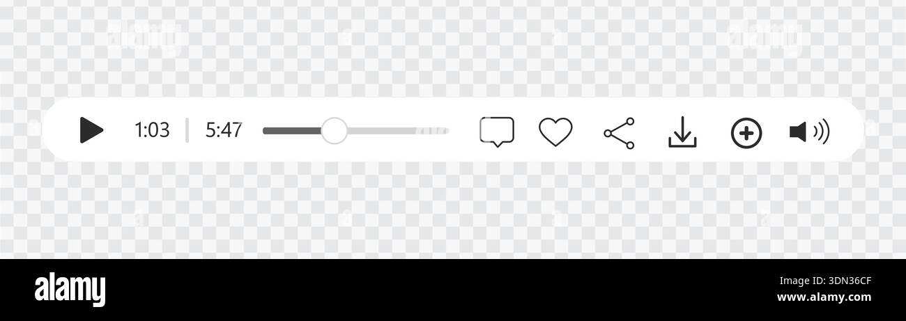 Minimized video player bar or audio player control panel Stock Vector