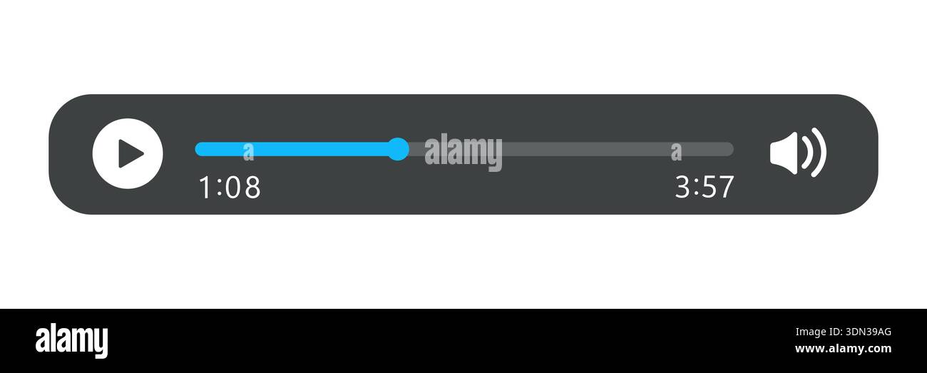 Minimized video player bar or audio player control panel Stock Vector