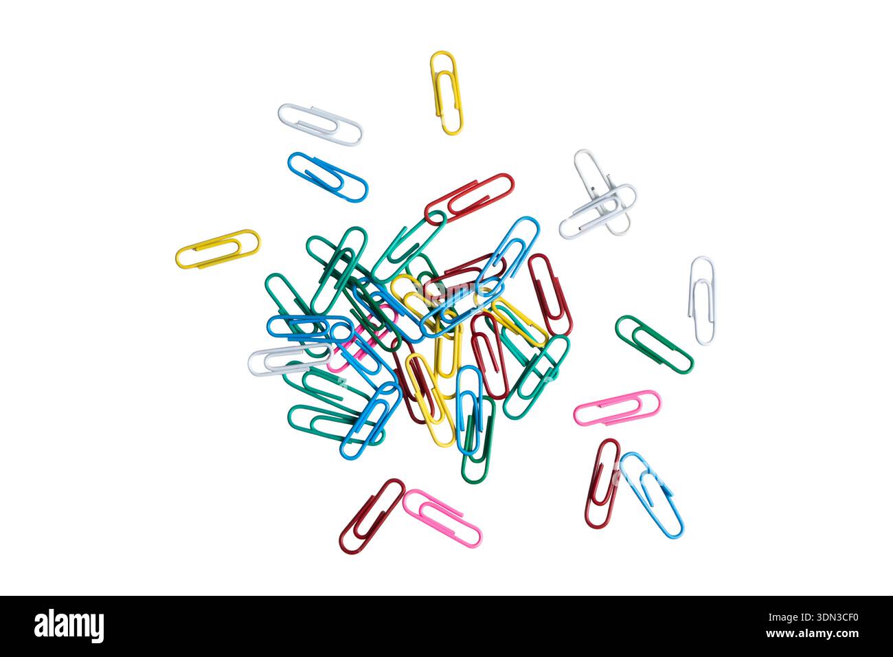 colored paper clips on a transparent background Stock Photo