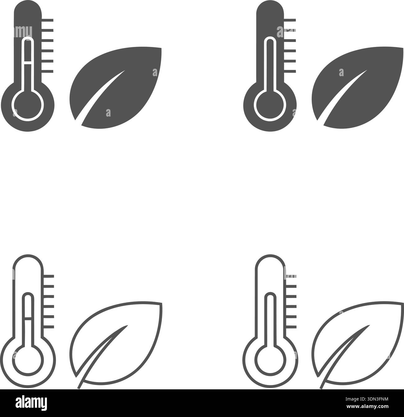Thermometer and leaf icons representing environmental temperature and ...