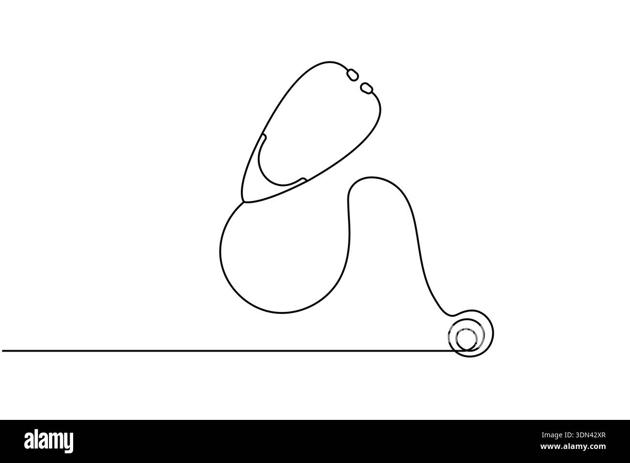 Stethoscope medical instrument continuous one line drawing Stock Vector ...
