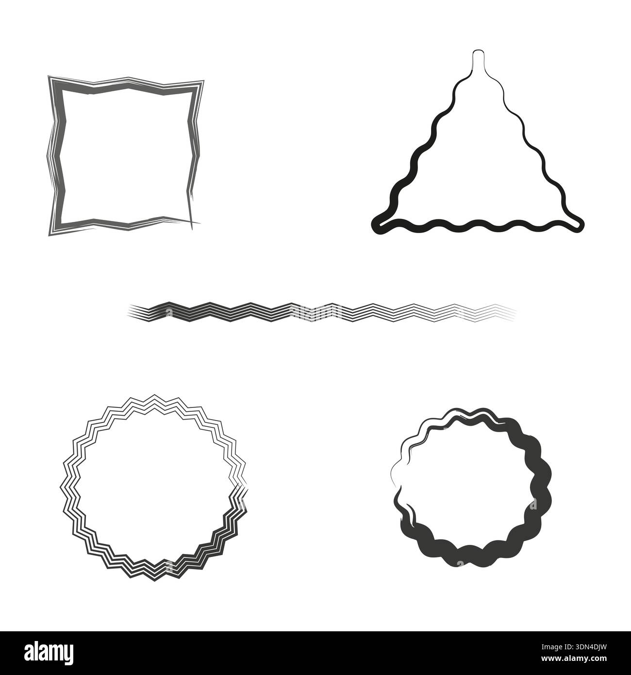 Abstract shapes collection. Grunge texture frames. Diverse linear elements. Vector design components. Stock Vector