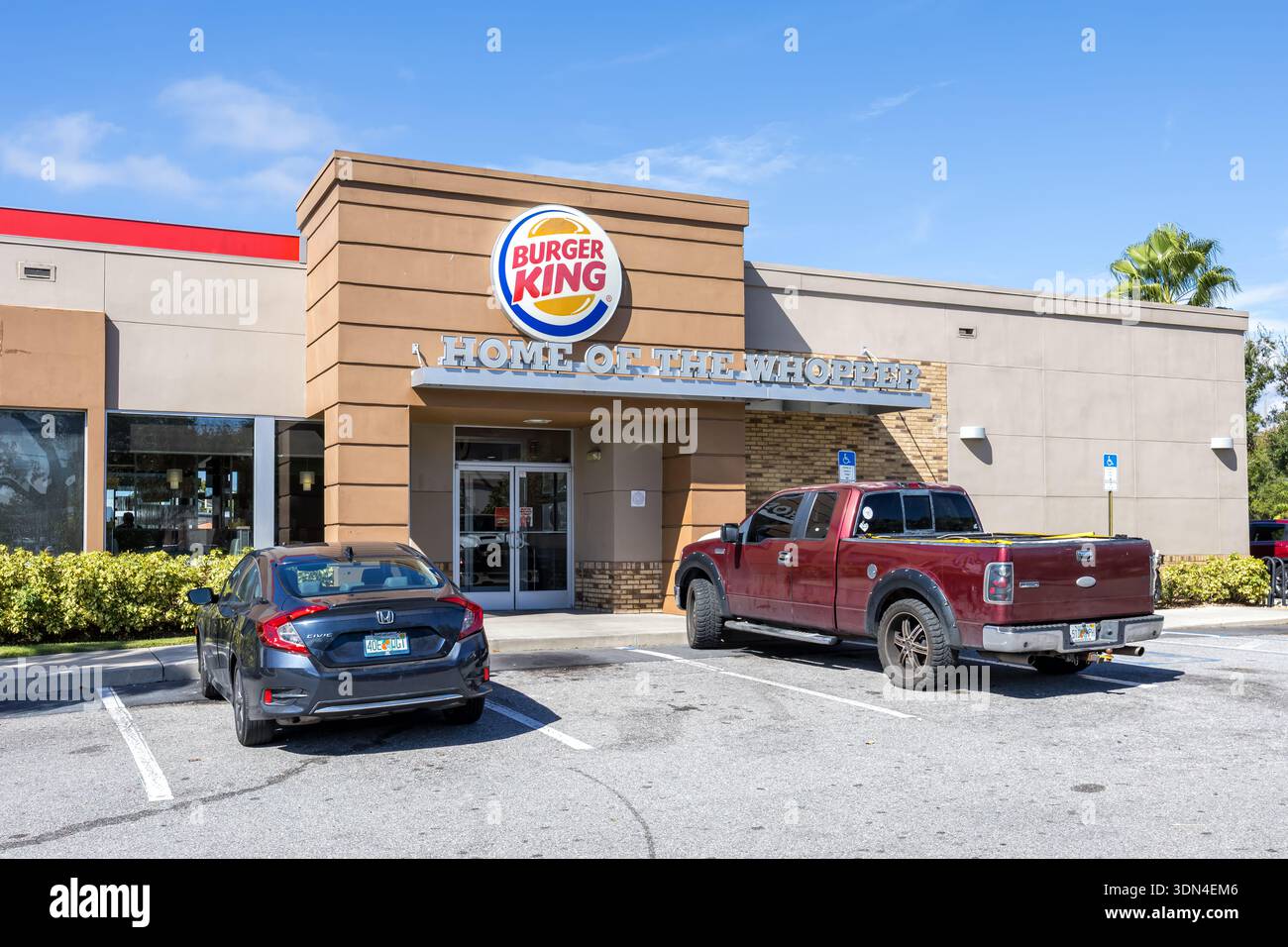 Tampa, United States - November 8, 2025: Burger King fast food restaurant hamburger chain in Tampa, United States. Stock Photo