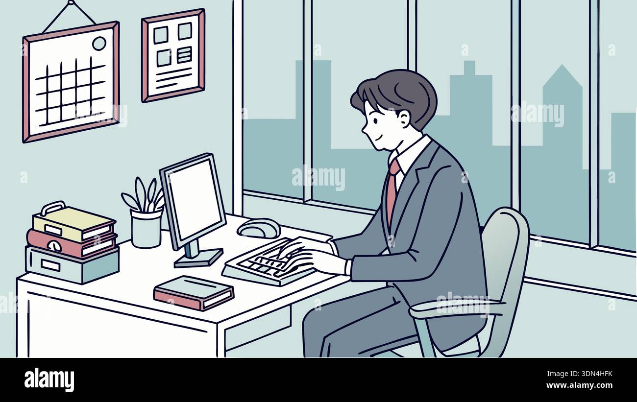 businessman working in office Stock Vector