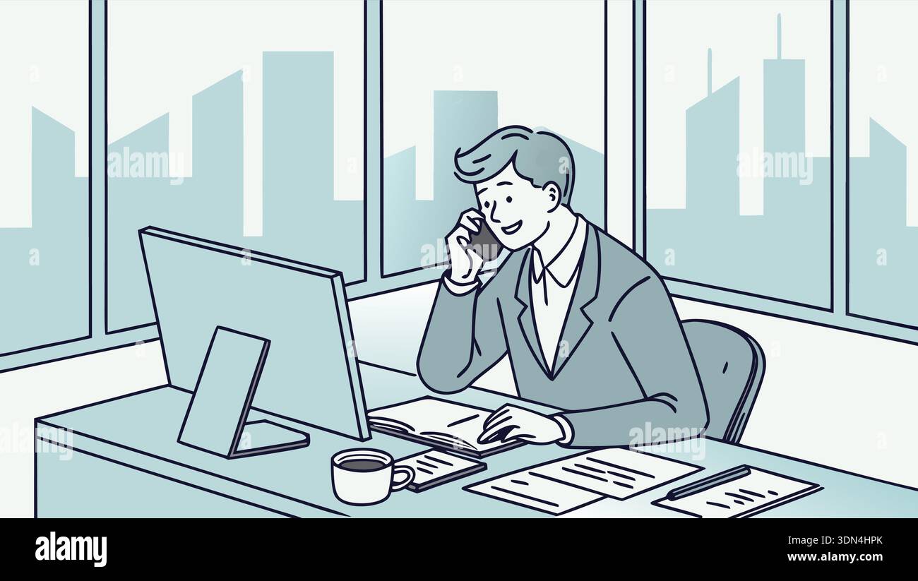 businessman working in office Stock Vector