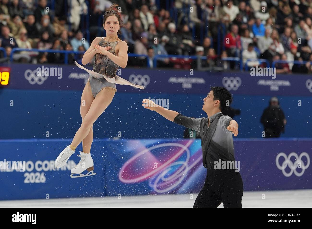 Riku Miura and Ryuichi Kihara of Japan compete during the figure skating  pairs team event at the 2026 Winter Olympics, in Milan, Italy, Sunday, Feb.  8, 2026. (AP Photo/Stephanie Scarbrough Stock Photo - Alamy