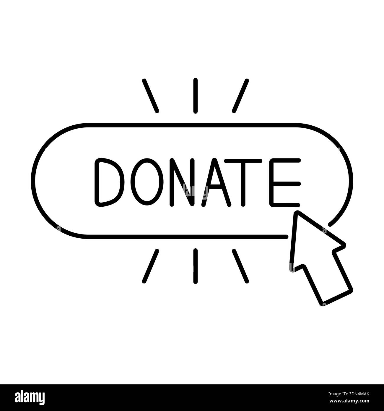 Donate button. Button for donation and charity. Linear vector illustration for web page mobile applications. Stock Vector