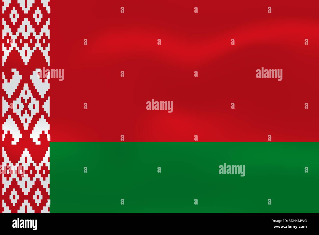Belarus flag with wavy silk effect. Vector flag symbolizing national pride, identity, heritage, patriotism and authority Stock Vector