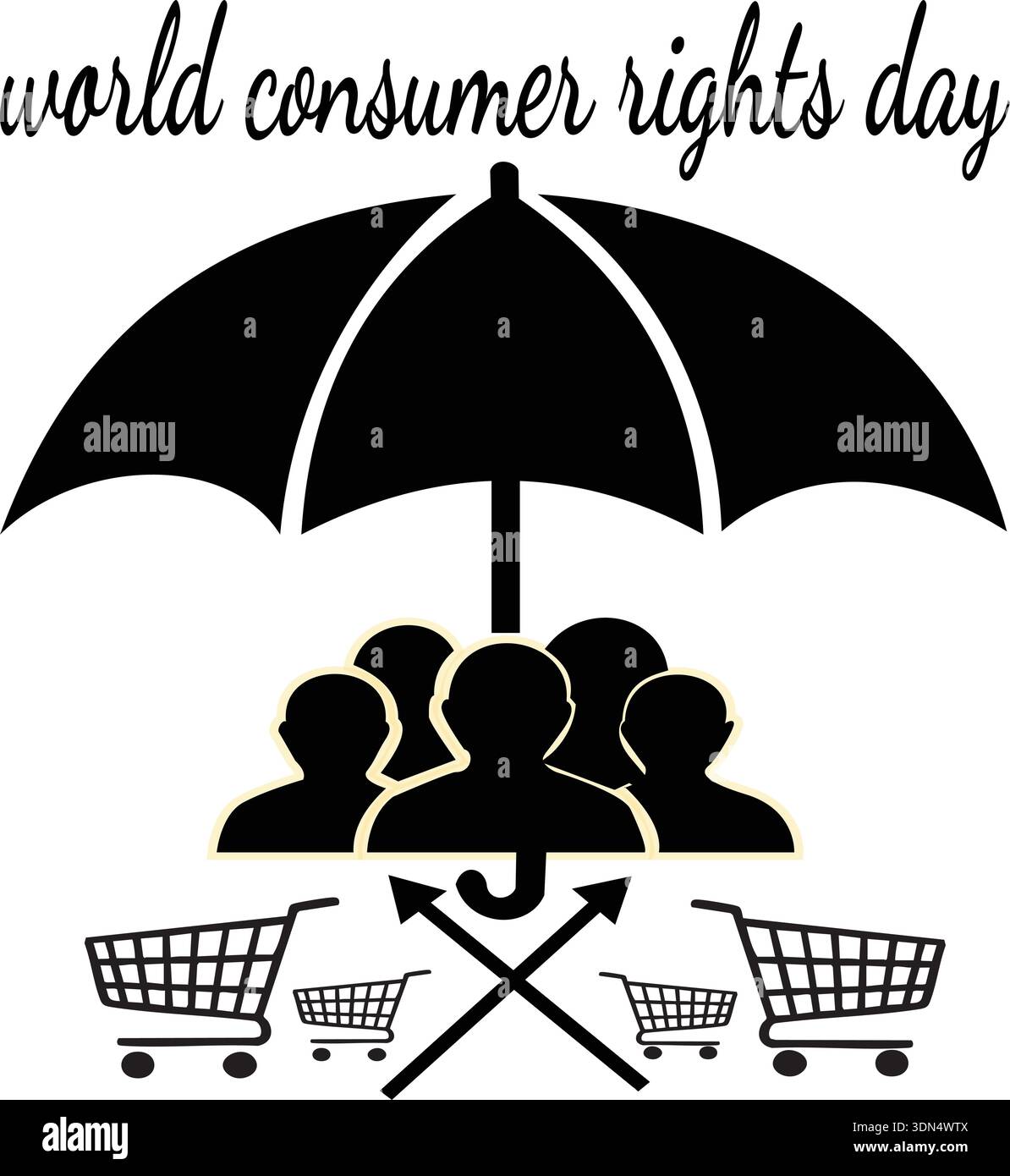World Consumer Rights Day Concept Illustration with Protection Symbol ...