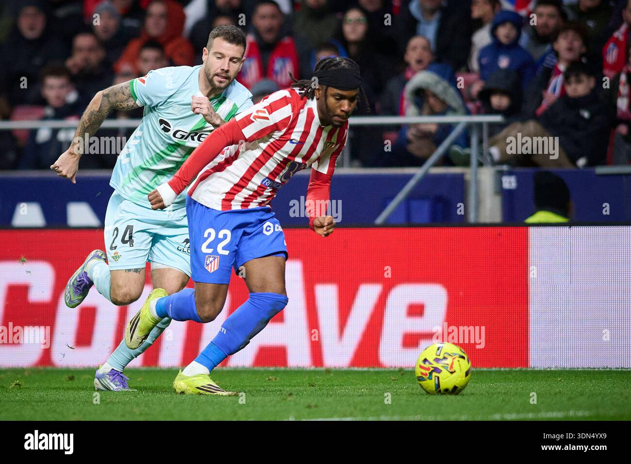 Atletico de Madrid's Ademola Loookman (R) and Real Betis Balompie's ...