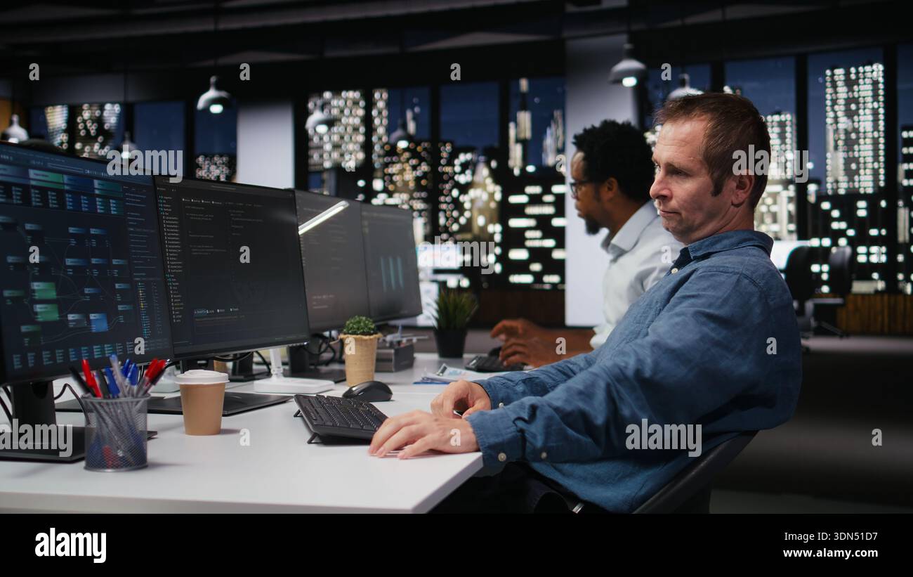 Very Positive Developer Stressed developer waiting anxiously desk hi-res stock photography and ...