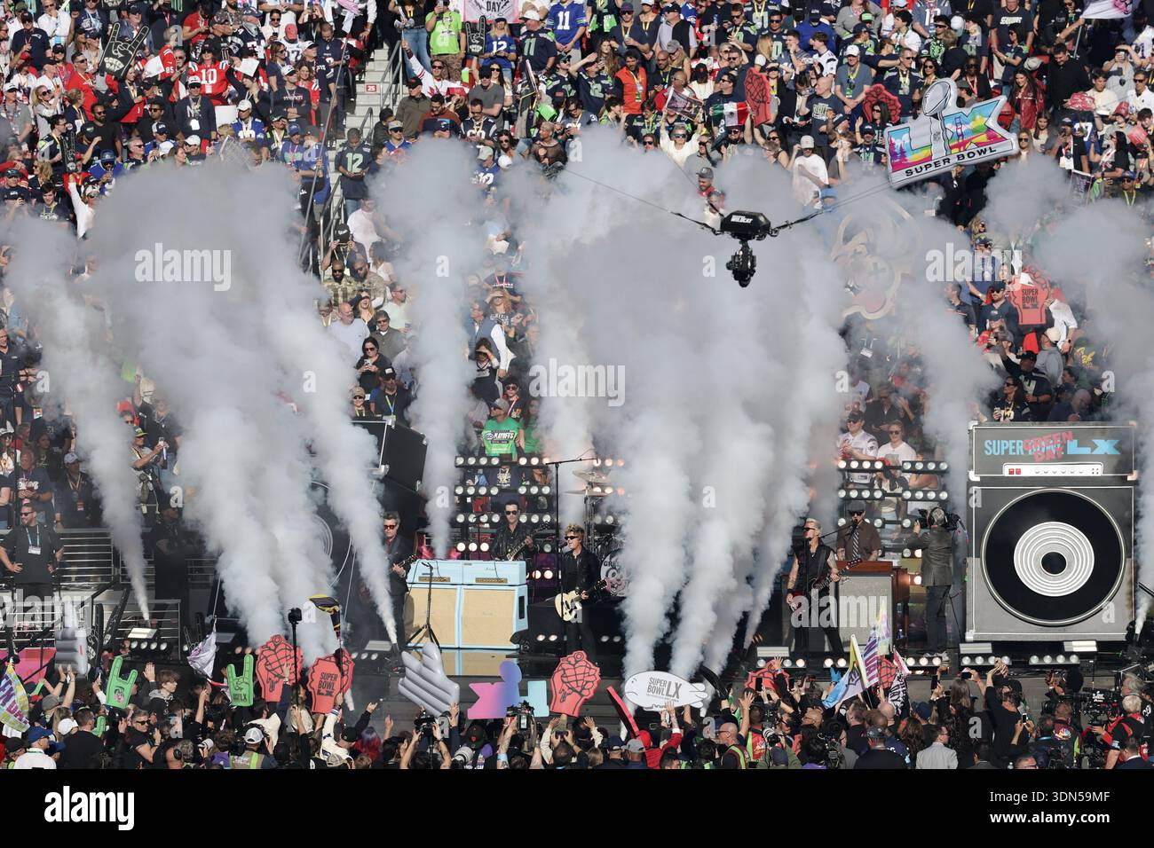Green Day Performs Before The NFL Super Bowl 60 Football Game Sunday Green Day Performs Before The Nfl Super Bowl 60 Football Game Sunday February 8 2026 In Santa Clara Calif Adam Hungerap Content Services For Nfl 3DN59MF 