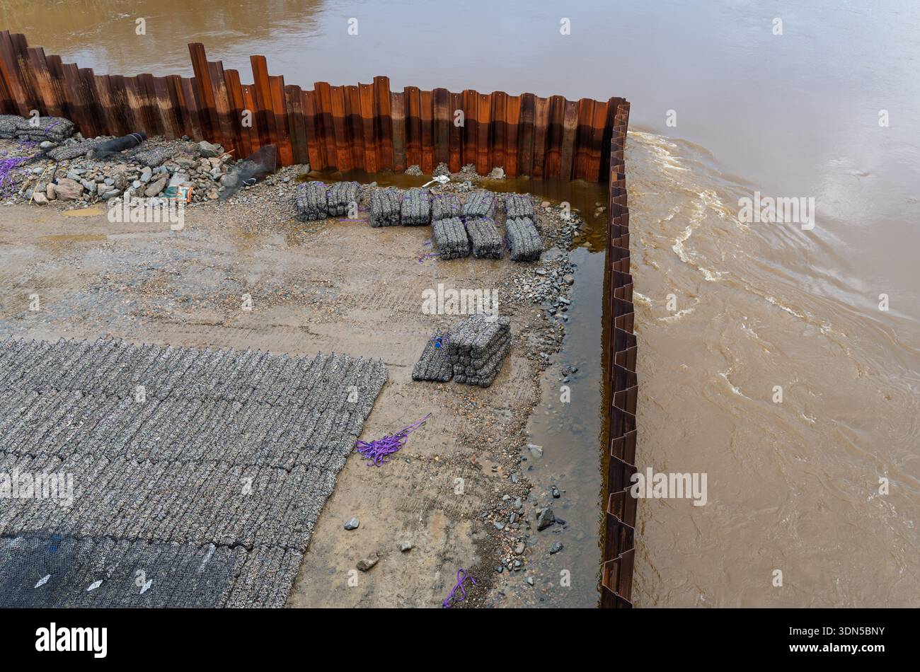 Repair works in progress at historic Banff Bridge over River Deveron in ...