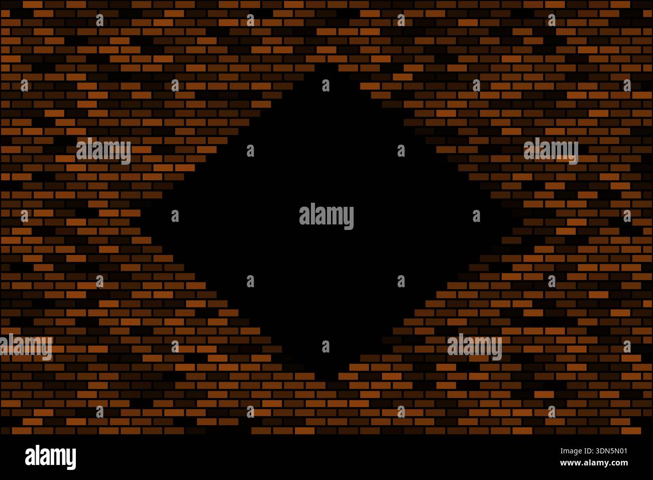 Brown brick wall with hole abstract background design Stock Vector