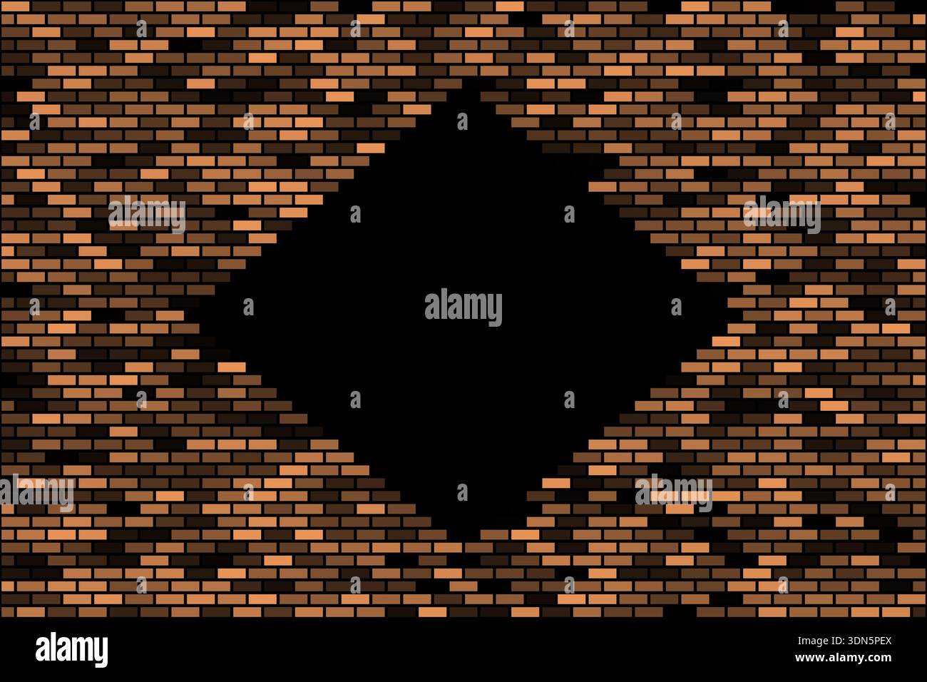 Light brown brick wall with hole abstract background design Stock Vector