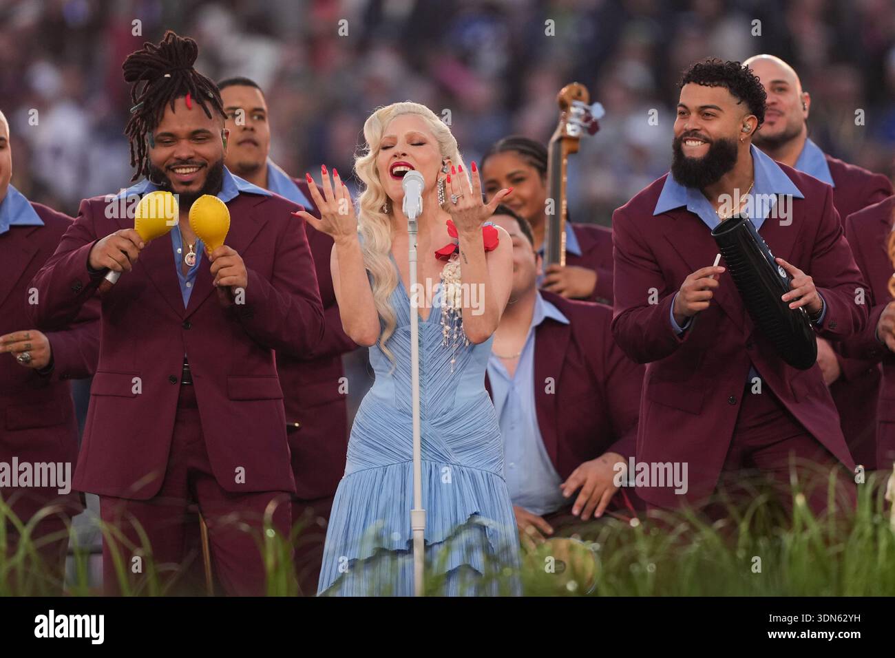 Lady Gaga Performs During Halftime Of The NFL Super Bowl 60 Football Lady Gaga Performs During Halftime Of The Nfl Super Bowl 60 Football Game Between The New England Patriots And The Seattle Seahawks Sunday Feb 8 2026 In Santa Clara Calif Ap Photomatt Slocum 3DN62YH 