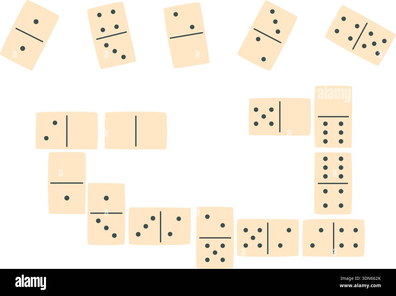 Flat Domino Game Board Tiles Stock Vector