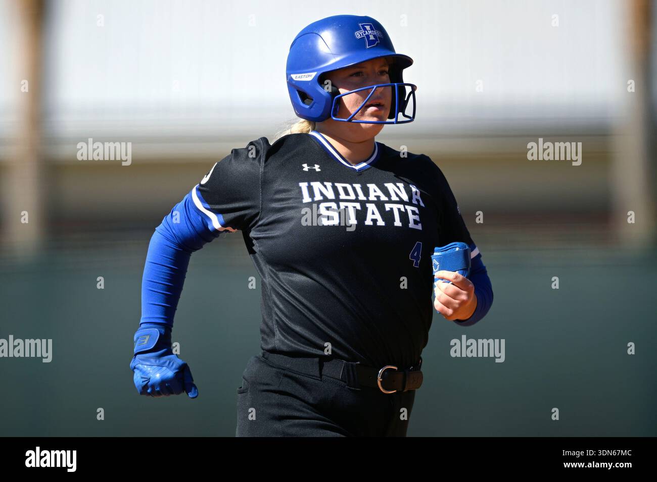 Indiana State's Claire Connelly (4) runs during an NCAA softball game ...