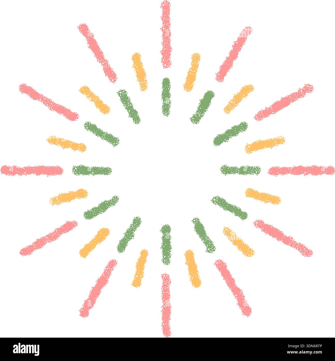 Festive Crayon Firework Burst Circle Stock Vector