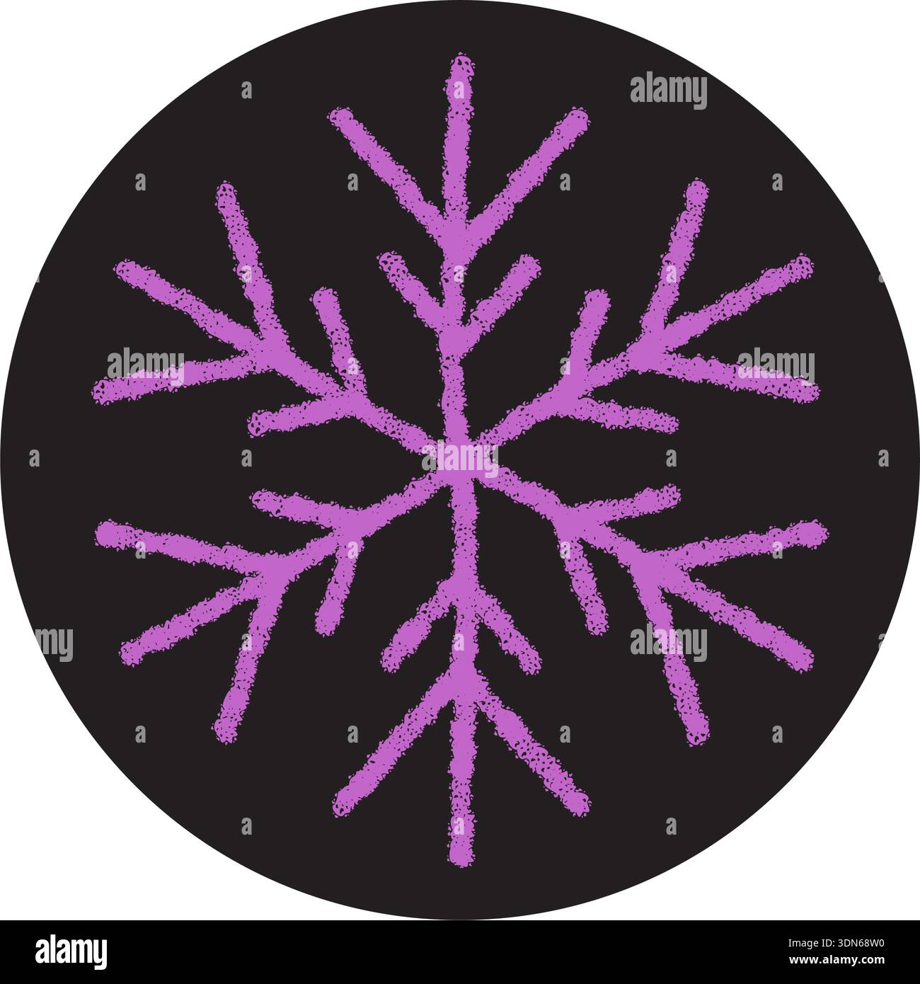 Purple Chalk Snowflake Sticker Ornament Stock Vector