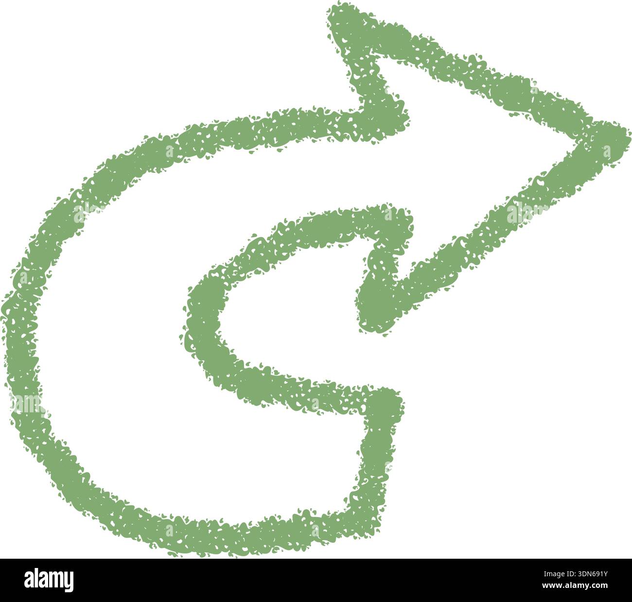 Wavy Green Chalk Arrow Icon Element Stock Vector