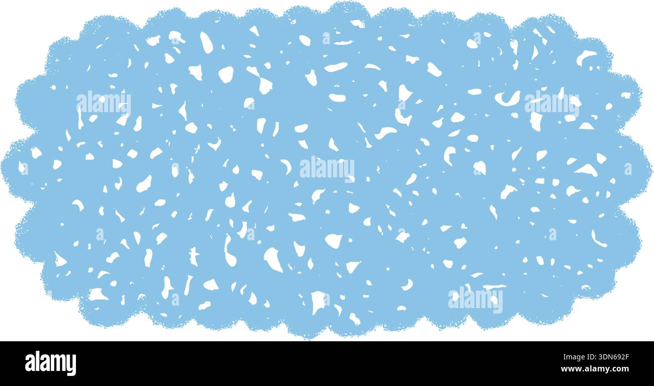 Groovy Blue Crayon Wavy Rectangle Border Stock Vector