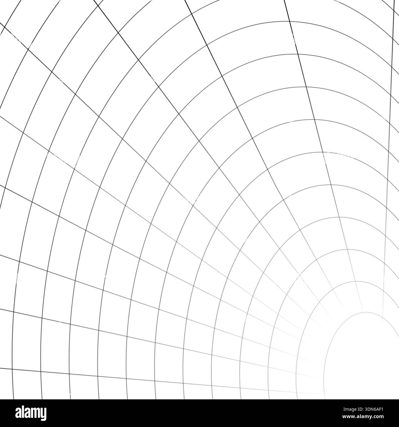 Tunnel with rounded corners receding into distance. Moving energetic ...
