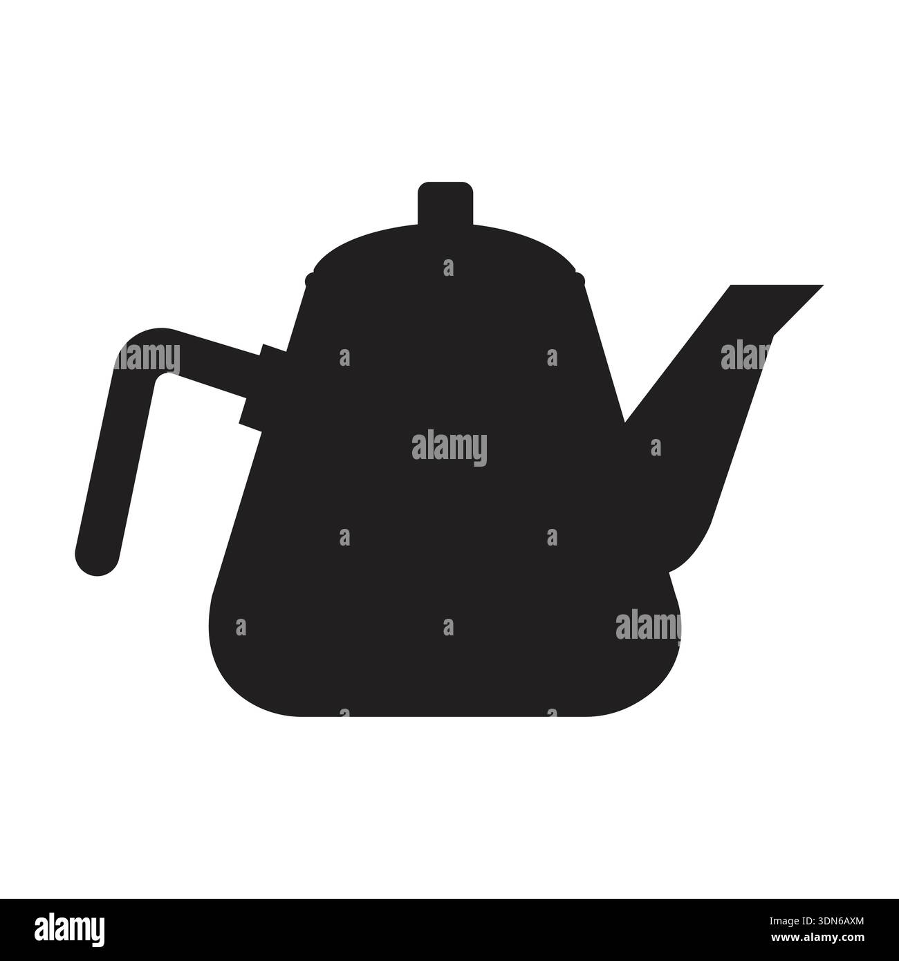Solid black kettle silhouette vector: classic kitchenware shape for graphic design elements Stock Vector