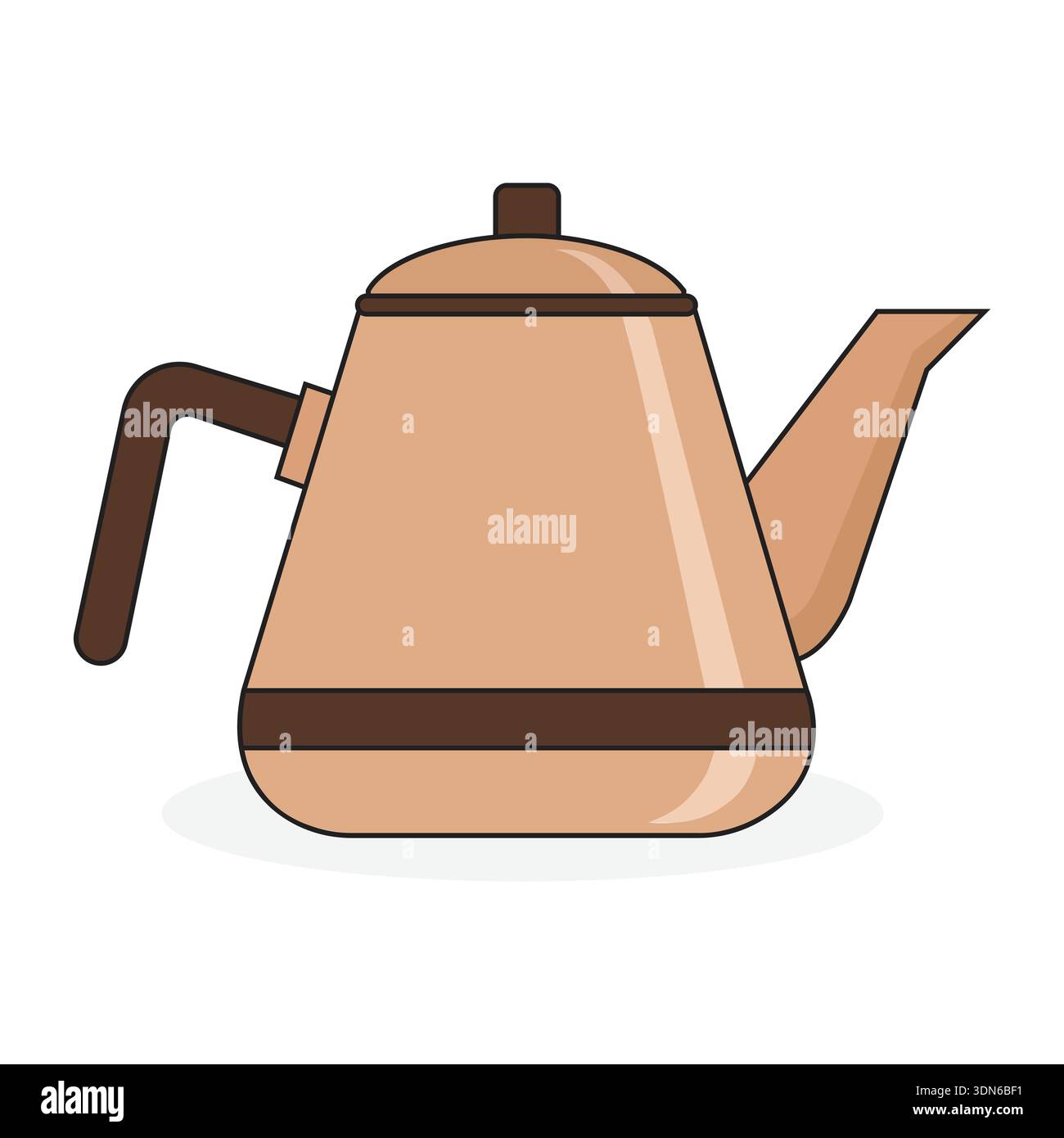 Professional copper kettle vector illustration: premium retro kitchenware icon for cafe design Stock Vector